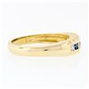 Image 5 : 18K Gold 0.36 ctw Channel Square Sapphire Round Diamond Scalloped Stack Band Rin