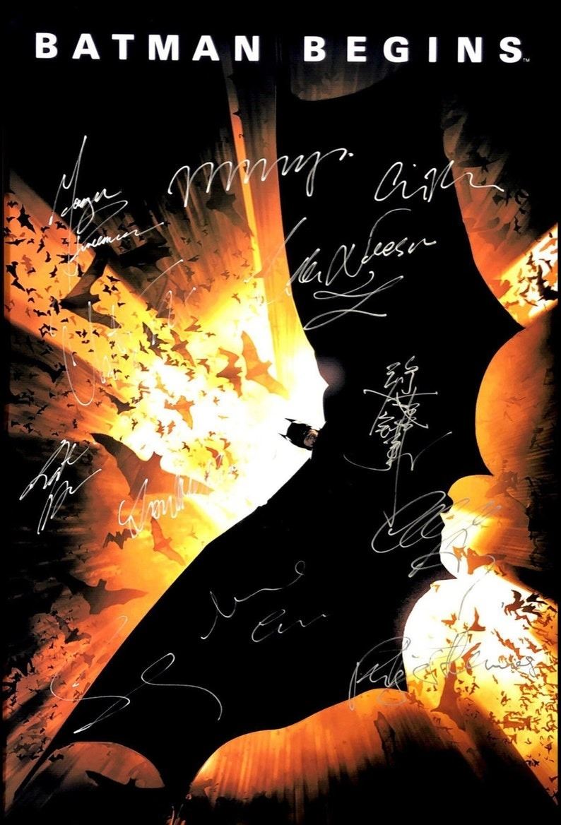 Signed Batman Begins Movie Poster