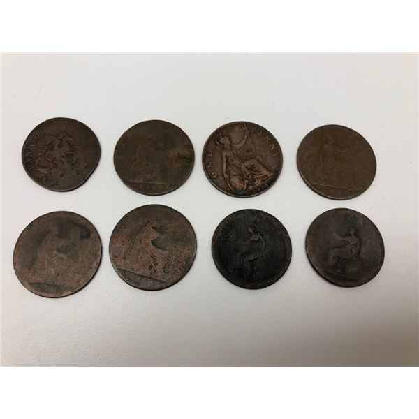 Lot Of 10 United Kingdom Half And One Pennies