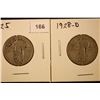 Image 1 : 2-SILVER STANDING LIBERTY QUARTERS: 1925 & 1928-D