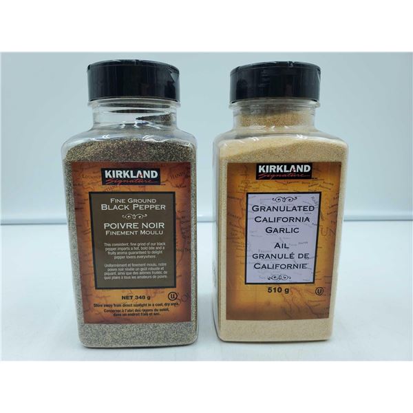 Kirkland Fine Ground Black Pepper (348g) Granulated California Garlic (510g)