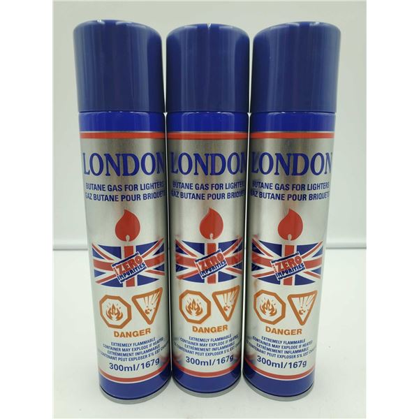 London Butane Gas for Lighters (3 x 300ml)