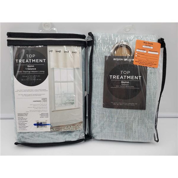 Top Treatment Quinn Valance with Thermal Weave Lining )2- 50in x 16in)