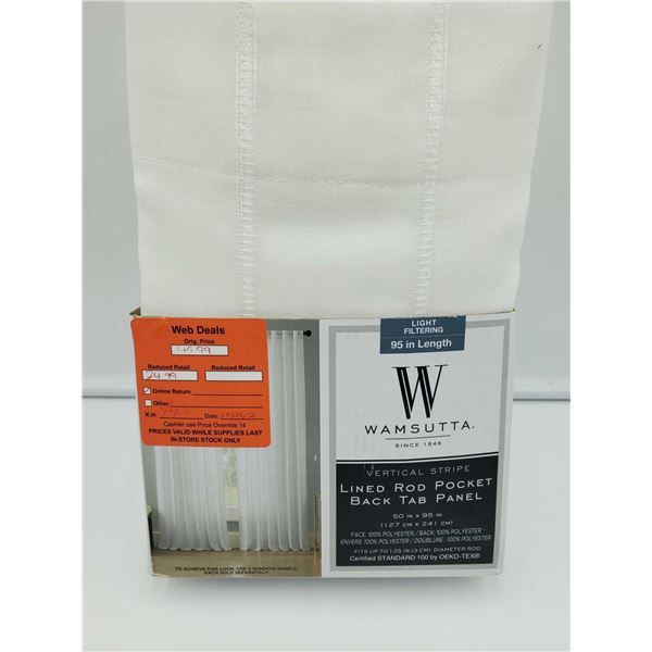 Wamsutta Vertical Stripe Lined Rod Pocket Back Tab Panel (2- 50in x 95in)