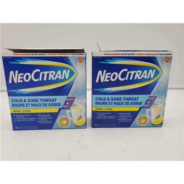 NeoCitran Cold & Sore Throat Lemon Flavour-Night Formula (2 x 10 doses)