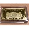 Image 2 : 24K Gold Plated one ounce Wafer USA $10.00 Bill commemorative