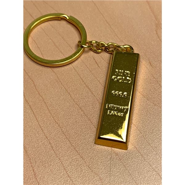 Gold Wafer Bar Key Chain Gold Plated and Stamped