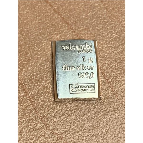 Valcambi one Gram .999 Pure Silver Wafer Bar