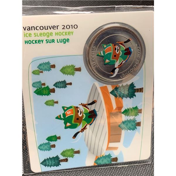 Vancouver Olympics 2010 Ice Sledge Hockey 50 cent coin and certificate