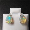 Image 1 : 14K White Gold Opal(0.95ct) Diamond(0.03ct) Earrings (~weight 1.18g), Made in Canada, Appraised Reta