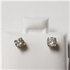 Image 1 : 14K White Gold Diamond (0.42Ct,Si2-I1,F-G) Earrings(~weight 0.49g), Made in Canada, Appraised Retail