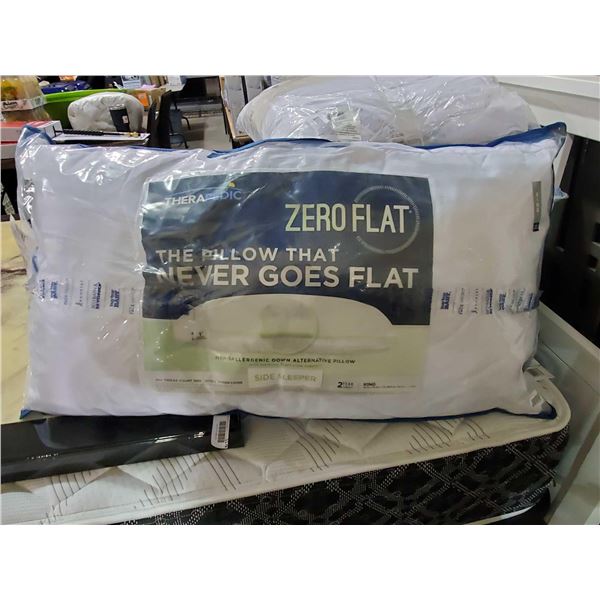 *NEW* Therapedic Zero Flat King Size Pillow for Side Slepers