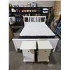Image 1 : White Bedroom Set - Queen Size Bed Frame, Head and Foot Board & 2 Side Tables