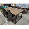 Image 1 : Wooden & Metal Dining Table with 4 Leather Style High Back Chairs