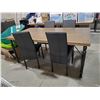 Image 2 : Wooden & Metal Dining Table with 4 Leather Style High Back Chairs