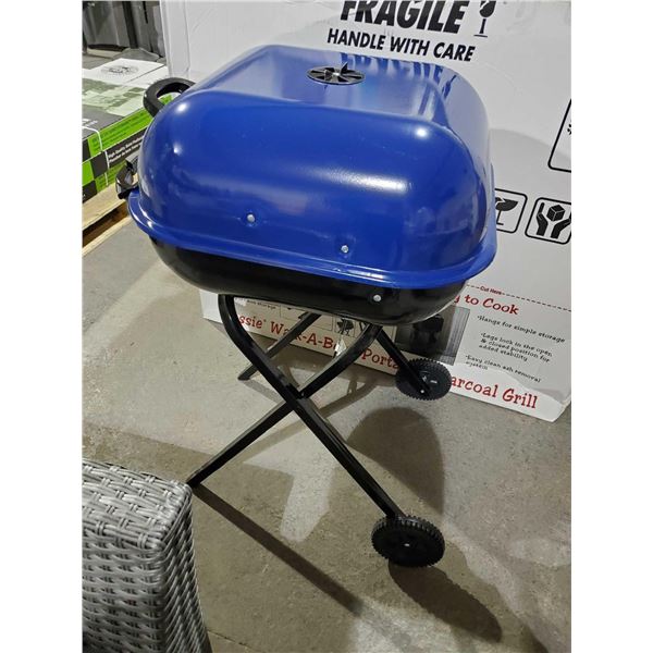 *NEW* Aussie Walk-A-Bout Portable Charcoal BBQ on Wheels - Blue
