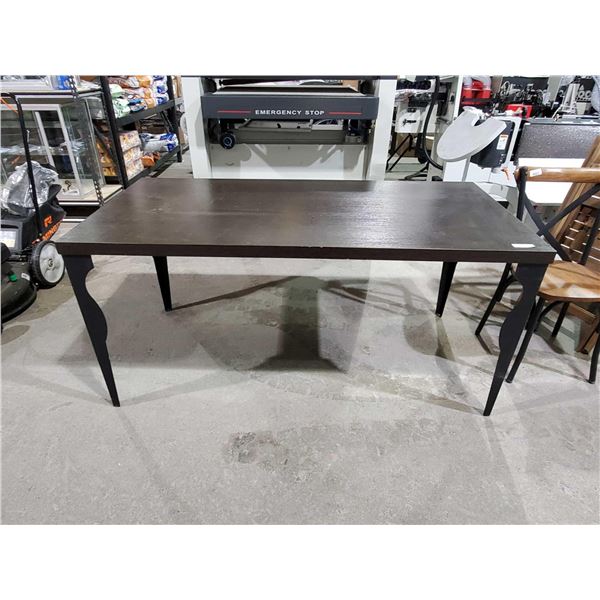 Wooden top with Decorative Metal Leg Table 63Lx31.5Wx30T