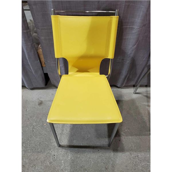 Yellow Leather Style Table Chair with Metal Frame