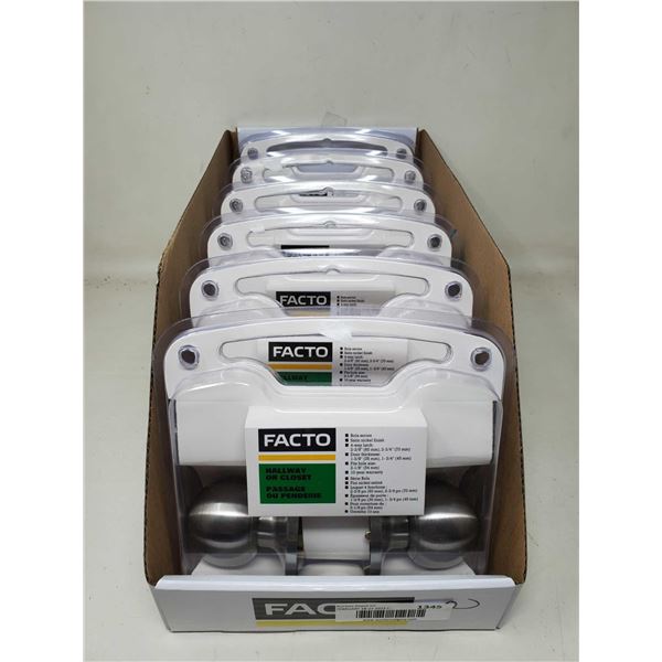 *NEW* Set of 6 Matching Facto Hallway or Closet Door Knobs