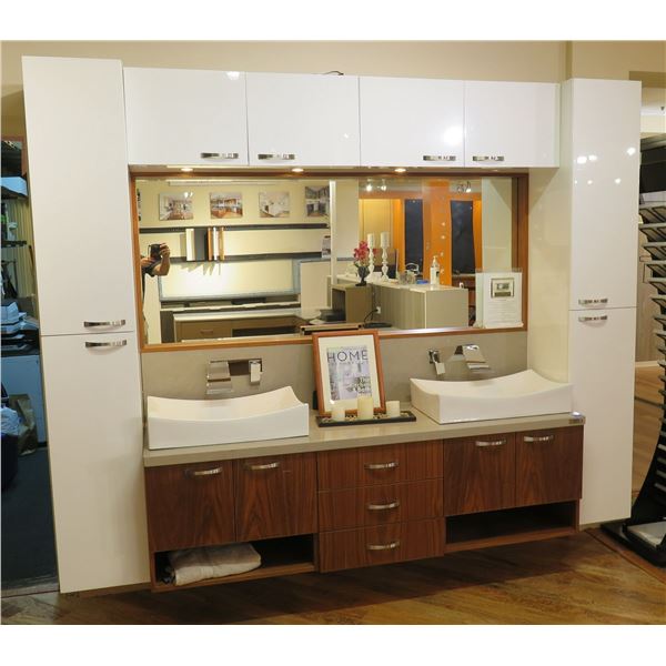 Double Vanity - Silestone, Cabinets w/ Drawers & 2 Sinks, Upper Cabinets (contents not included)