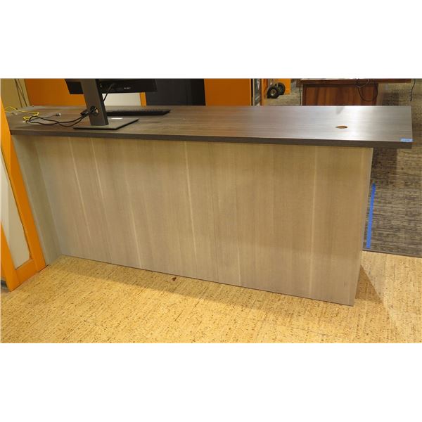 Wooden Counter w/ Cabinets & Shelving