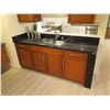 Image 3 : Kitchen Ensemble w/ Base & Upper Cabinets, Black Countertop, Sink