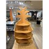 Image 1 : Wooden Pineapple Motif Display Shelving Unit - Natural Wood Tone