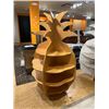 Image 2 : Wooden Pineapple Motif Display Shelving Unit - Natural Wood Tone