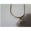 Image 2 : Gold 14K Necklace 18"L (Broken) w/ Pearl Dangle & 14K Cross Pendant 7.98g