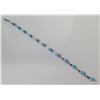 Image 1 : Gold 14K Bracelet w/ Natural Turquoise Stones Approx. 8"L,  5.80g