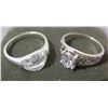 Image 1 : Qty 2 Sterling 925 Rings w/ Clear Stones Sizes 6.5 & 8