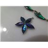 Image 3 : Qty 3 Metal & Blue Stone Bracelets & Flower Pendant