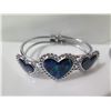 Image 8 : Qty 3 Metal & Blue Stone Bracelets & Flower Pendant