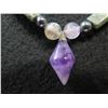 Image 2 : Metal & Clear Stone Bead Necklace 19"L (20.5" w/  {Pendant)