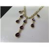 Image 8 : Qty 2 Gold Plated Necklaces w/ Clear Stone Dangles, Earrings & Ring