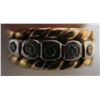 Image 8 : Qty 3 Misc 14K Gold Earrings: Diamond Hoop, Wide Ring & Black Stone Dangle
