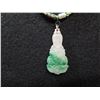 Image 2 : Green Beaded Necklace w/ Sitting Woman Pendant, 8.75"L (10.5" w/ Pendant)