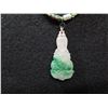 Image 2 : Green Beaded Necklace w/ Sitting Woman Pendant, 8.75"L (10.5" w/ Pendant)