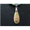 Image 2 : Beaded Necklace, Green & Brown Beads/Stones, 9"L (11" w/ Pendant)