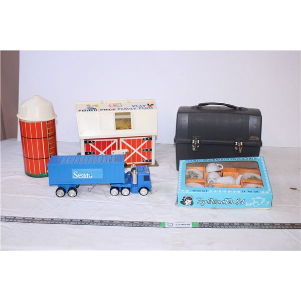 Fisher Price farm, Miniature Tea Set,Sears Truck,Lunch Box