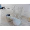 Image 7 : Soapstone? carved candle holder (damaged) + misc glassware