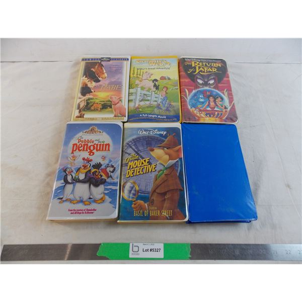 (6) plastic case childrens VHS movies