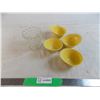 Image 1 : Yellow plastic serving dishes (apple logo on bottom) + glass dish