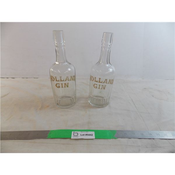 Cut Glass Bar Bottles with Holland Gin writing