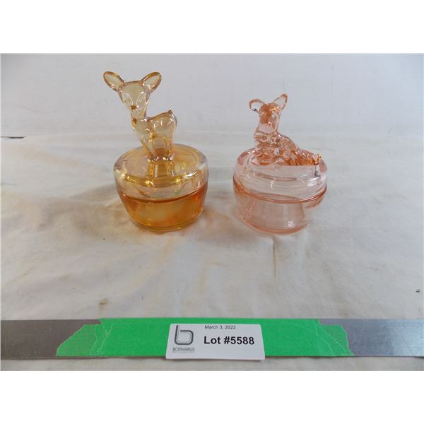 Glass deer + dog trinket dishes