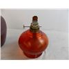 Image 2 : Oil Lamp (no shade) + maroon vase (chipped)