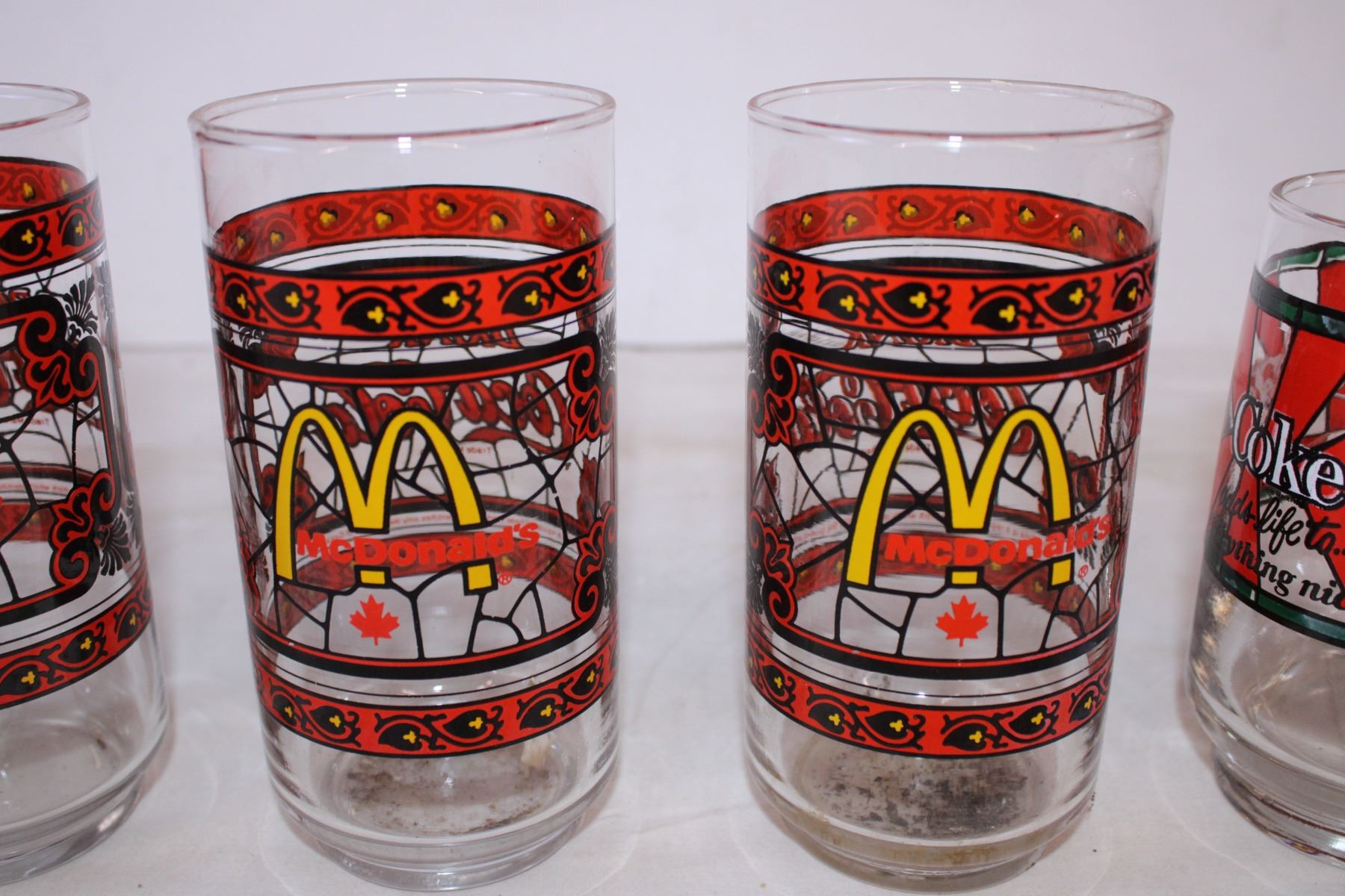 McDonalds Coca Cola Glasses,Cadillac 1907 Glass