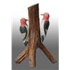 Image 1 : Wooden Woodpeckers Decoy on Tree Base.