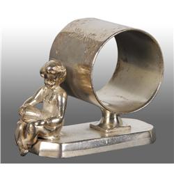 Draped Cherub/Young Boy Reading Book Napkin Ring.