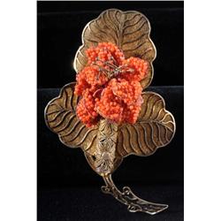 Stamped China Silver Floral Vinaigrette Pin.